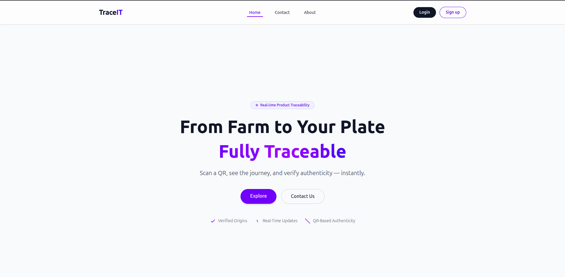 TraceIT platform interface